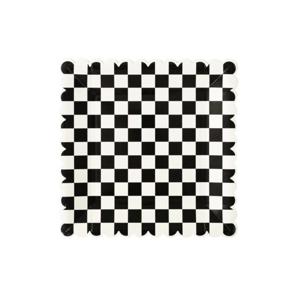 Black and White Checkered Paper Plate