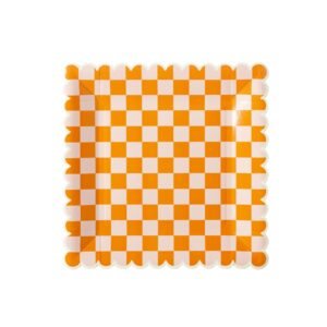 Orange Checkered Paper Plate